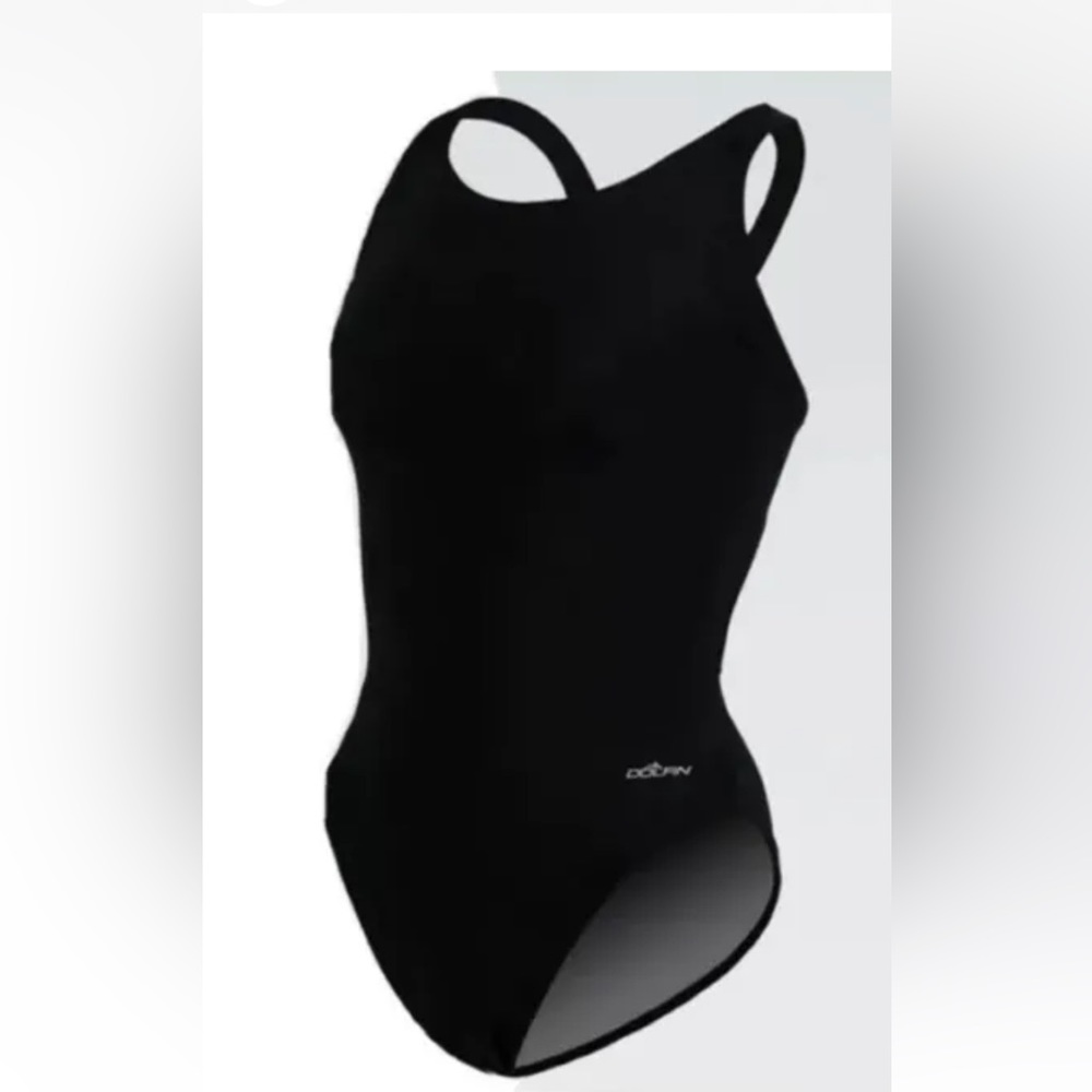 Dolfin black one piece performance swimsuit-  Aquashape suit - size small, NWT